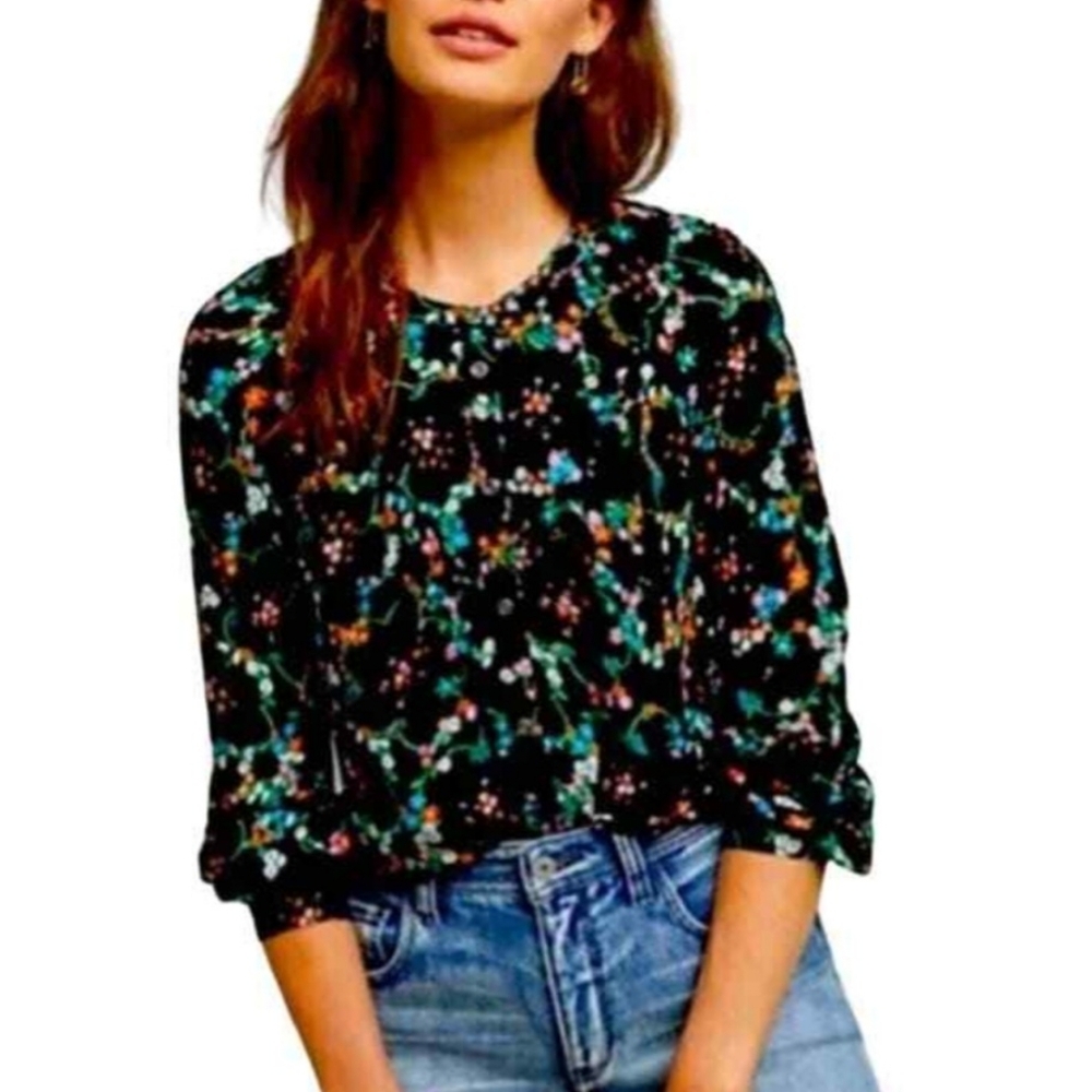 Anthropologie Maeve Avignon Floral Button Down Blouse Small